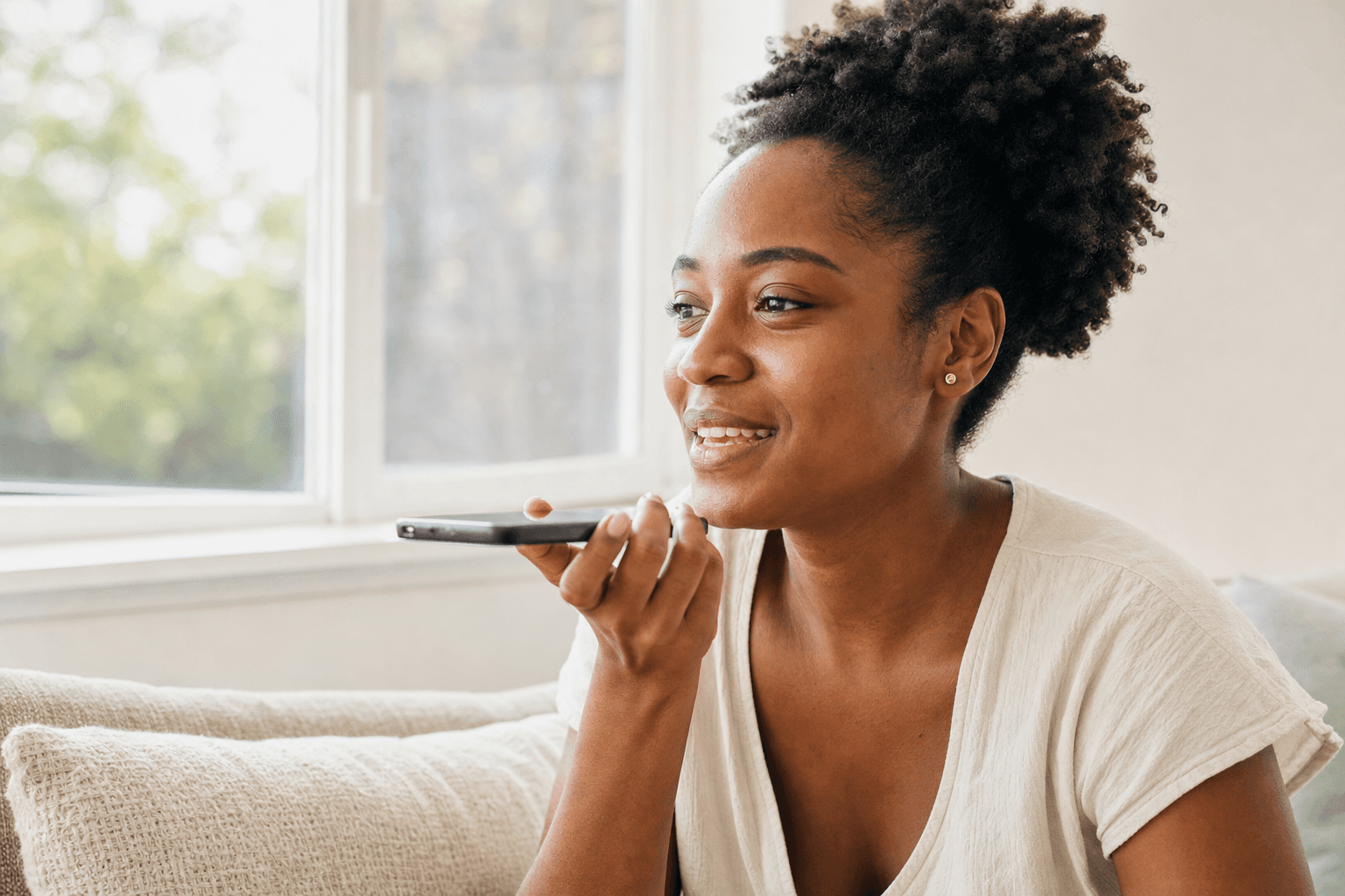A contributor recording a voice task